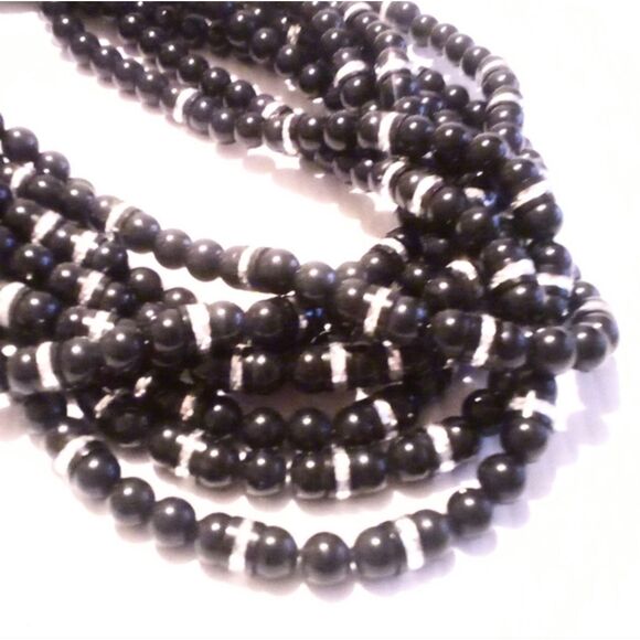 Jay Feinberg Vintage Black Chunky Multi Strand Beaded Statement Necklace - Picture 2 of 6